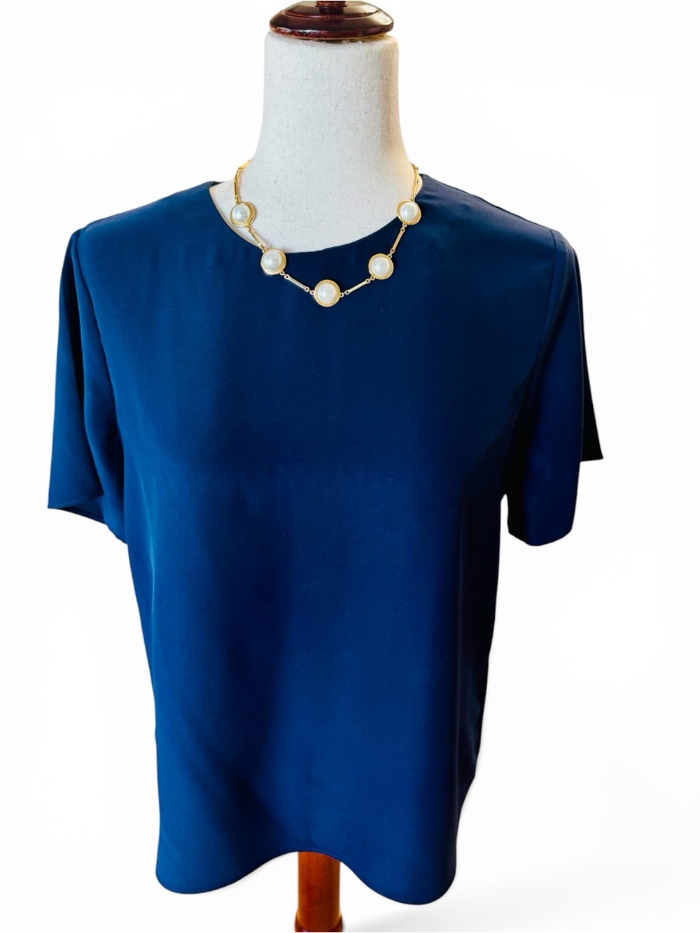 Banana Republic Navy Short-Sleeve Round-Neck Top